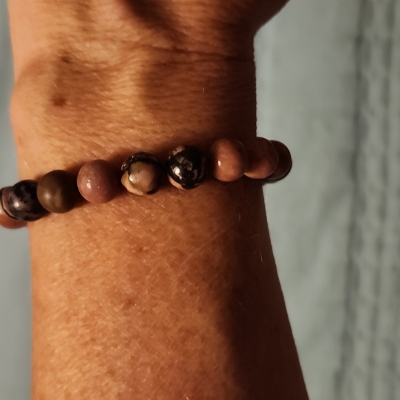 Handmade Rhodonite Beaded Bracelet - Picture 3 of 6